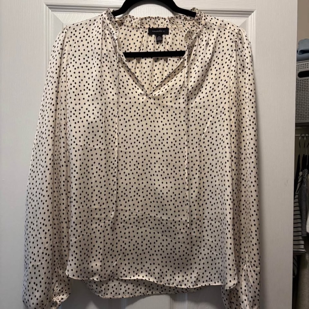 Polka Dot Blouse - Beige and Black